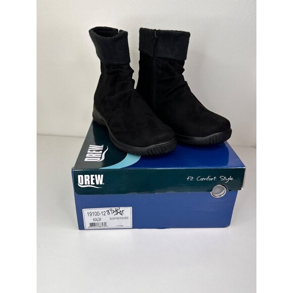 Drew Womens Black Ankle Boots With Fabric Upper & Manmade Balance Kalm Size 8.5W - Picture 6 of 9